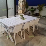 שולחן אלומיניום איקס לבן נפתח סוסיאדד 100x216/297 כולל 6 כסאות מעצבים