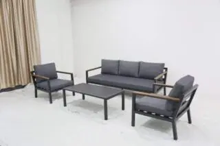 מערכת ישיבה תלת מושבי אלומניום דגם קריבים צבע פחם