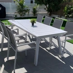 שולחן אלומיניום נפתח דגם בטיס 100x216/297 כולל 6 כסאות אוקלנד צבע לבן