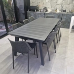 שולחן אלומיניום אפור נפתח דגם בטיס 100x216/297 כולל 6 כסאות לימסול