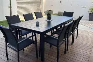 שולחן לגינה דגם מילאנו נפתח ל300 ס"מ כולל 6 כסאות