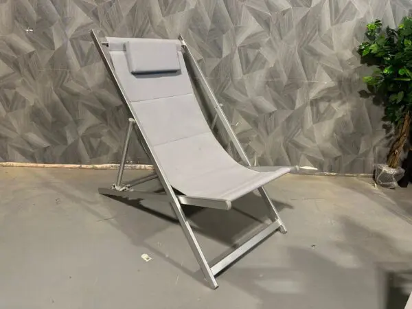 כיסא חוף אפור כיסא שיזוף אלומניום בד כפול צבע אפור