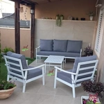 מערכת ישיבה אלומניום תלת מושבי דגם דניאלה לבן