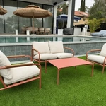 מערכת ישיבה אלומיניום דו מושבי דגם קומו צבע קורל