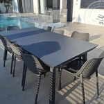 שולחן אלומיניום אלכסון נפתח דגם נועם 210/310X110 צבע אפור כולל 6 כסאות לימסול